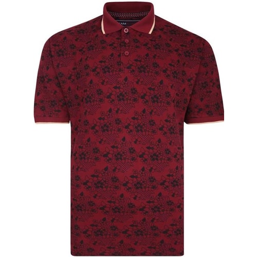 KAM Poloshirt mit Blumen Print Weinrot 